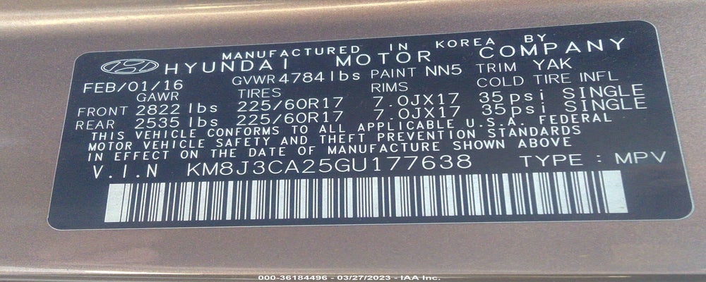 KM8J3CA25GU177638 2016 HYUNDAI TUCSON photo no. 9