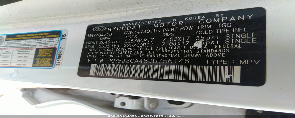 KM8J3CA48JU756146 2018 HYUNDAI TUCSON photo no. 9