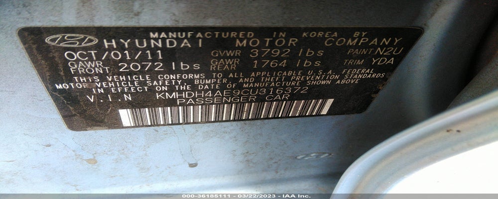 KMHDH4AE9CU316372 2012 HYUNDAI ELANTRA photo no. 9