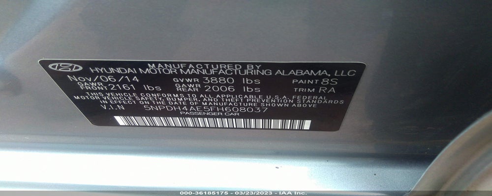 5NPDH4AE5FH608037 2015 HYUNDAI ELANTRA photo no. 9