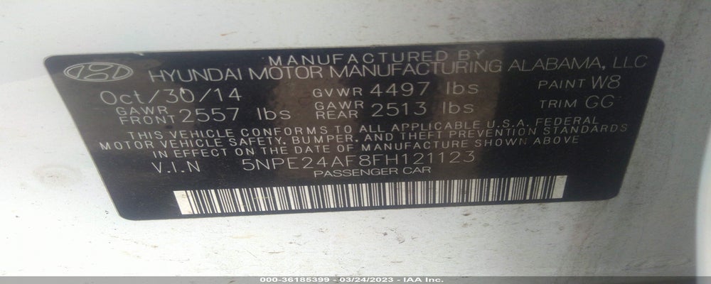 5NPE24AF8FH121123 2015 HYUNDAI SONATA photo no. 9