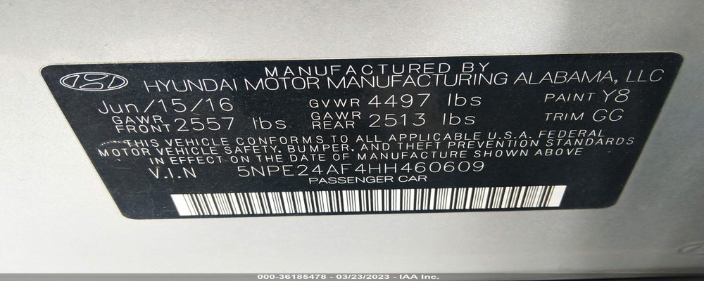 5NPE24AF4HH460609 2017 HYUNDAI SONATA photo no. 9