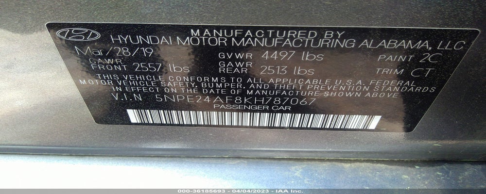 5NPE24AF8KH787067 2019 HYUNDAI SONATA photo no. 9