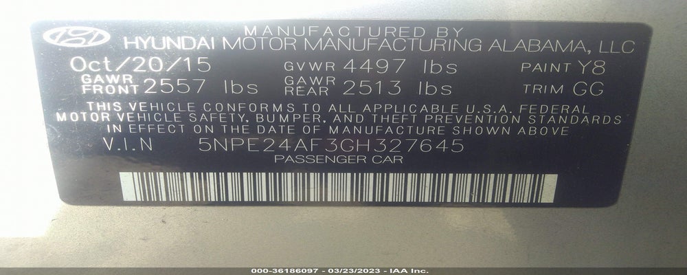 5NPE24AF3GH327645 2016 HYUNDAI SONATA photo no. 9