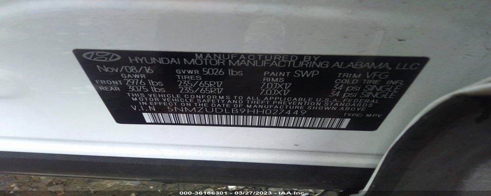 5NMZUDLB9HH027449 2017 HYUNDAI SANTA FE SPORT photo no. 9