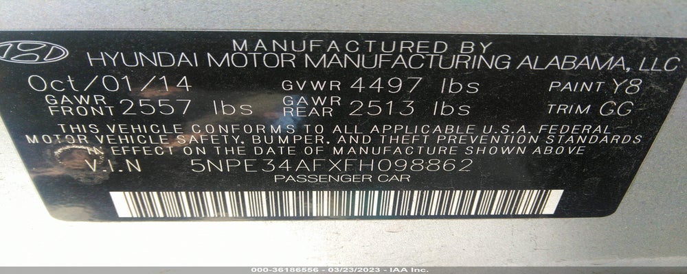 5NPE34AFXFH098862 2015 HYUNDAI SONATA photo no. 9