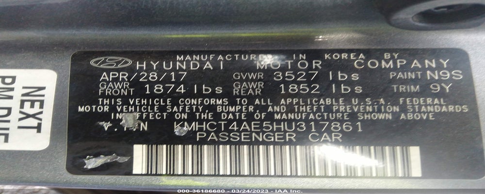 KMHCT4AE5HU317861 2017 HYUNDAI ACCENT photo no. 9