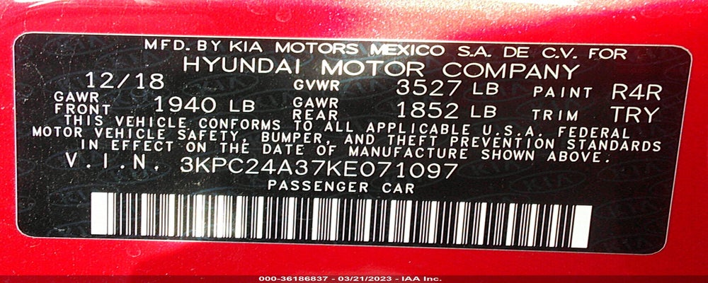 3KPC24A37KE071097 2019 HYUNDAI ACCENT photo no. 9