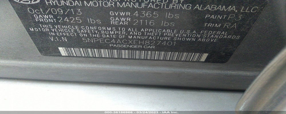 5NPEC4ACXEH827401 2014 HYUNDAI SONATA photo no. 9