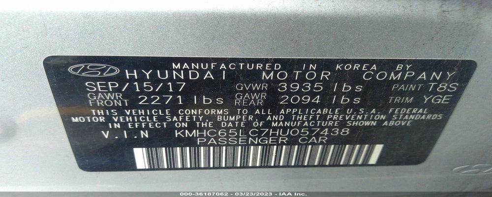 KMHC65LC7HU057438 2017 HYUNDAI IONIQ photo no. 9