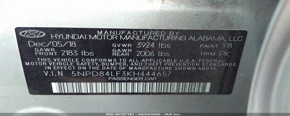 5NPD84LF3KH444657 2019 HYUNDAI ELANTRA photo no. 9