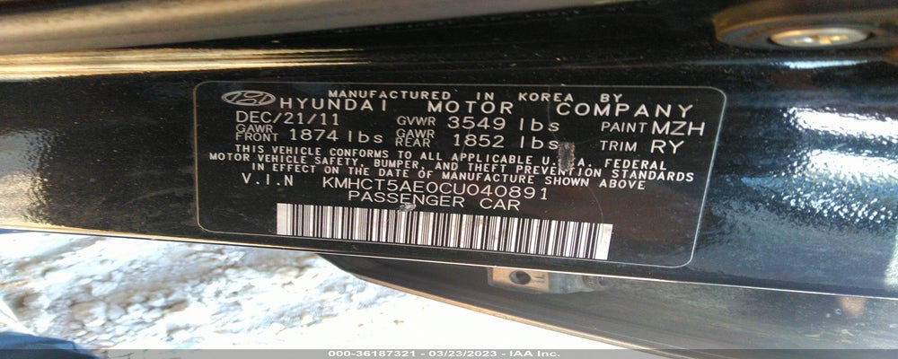 KMHCT5AE0CU040891 2012 HYUNDAI ACCENT photo no. 9