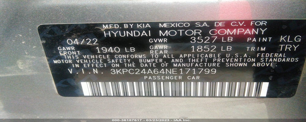 3KPC24A64NE171799 2022 HYUNDAI ACCENT photo no. 9