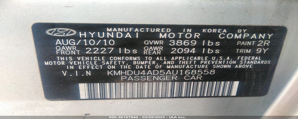 KMHDU4AD5AU168558 2010 HYUNDAI ELANTRA photo no. 9
