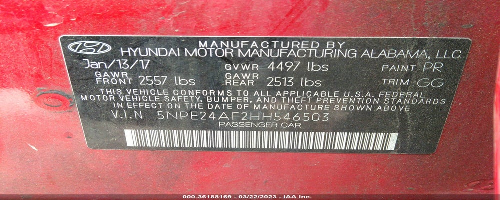 5NPE24AF2HH546503 2017 HYUNDAI SONATA photo no. 9