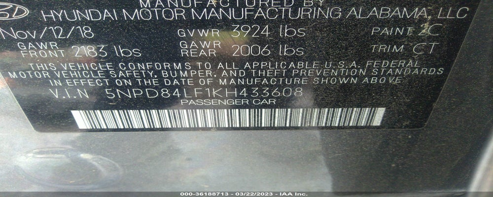 5NPD84LF1KH433608 2019 HYUNDAI ELANTRA photo no. 9