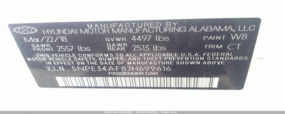 5NPE34AF8JH699616 2018 HYUNDAI SONATA photo no. 9
