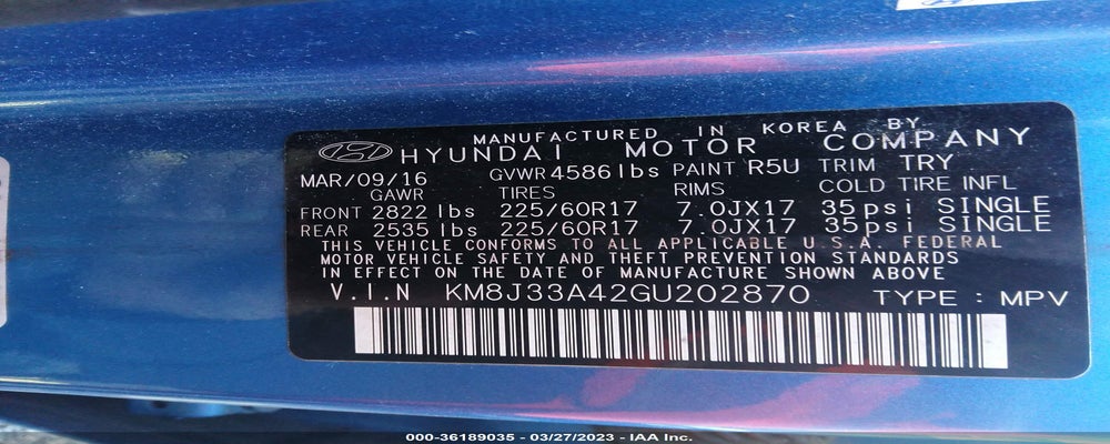 KM8J33A42GU202870 2016 HYUNDAI TUCSON photo no. 9