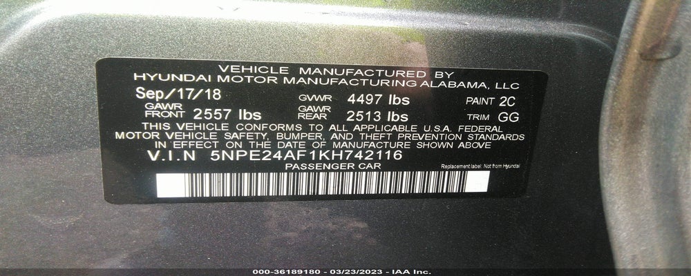 5NPE24AF1KH742116 2019 HYUNDAI SONATA photo no. 9