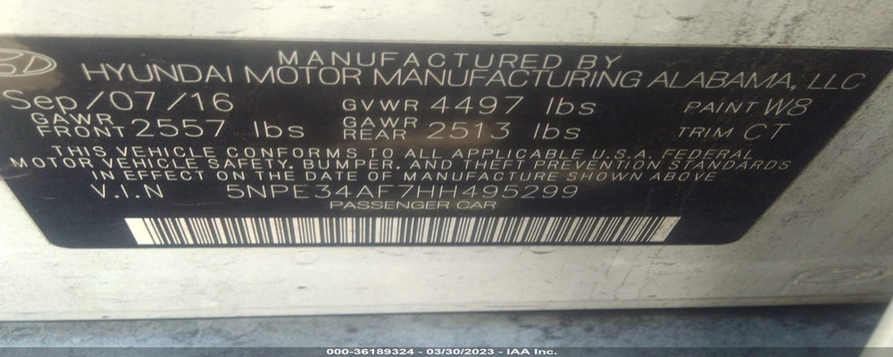 5NPE34AF7HH495299 2017 HYUNDAI SONATA photo no. 9