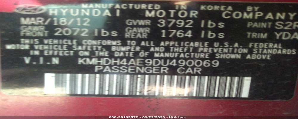 KMHDH4AE9DU490069 2013 HYUNDAI ELANTRA photo no. 9