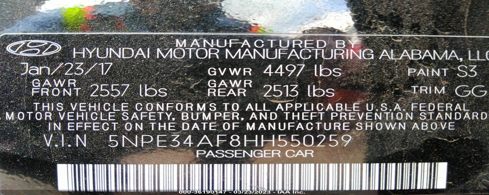 5NPE34AF8HH550259 2017 HYUNDAI SONATA photo no. 9