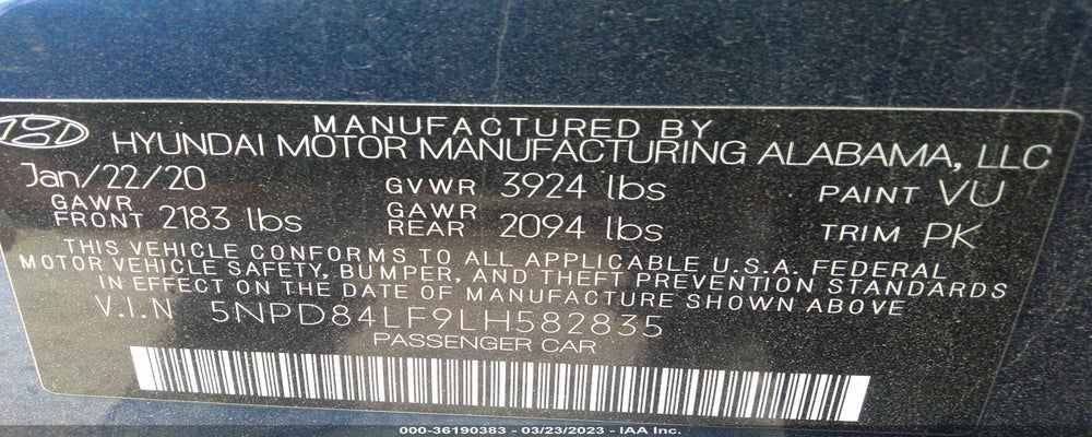 5NPD84LF9LH582835 2020 HYUNDAI ELANTRA photo no. 9