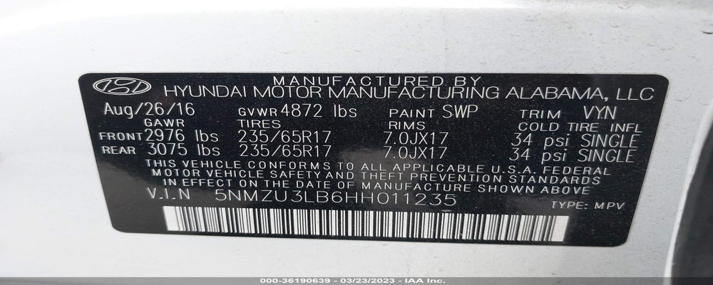 5NMZU3LB6HH011235 2017 HYUNDAI SANTA FE SPORT photo no. 9