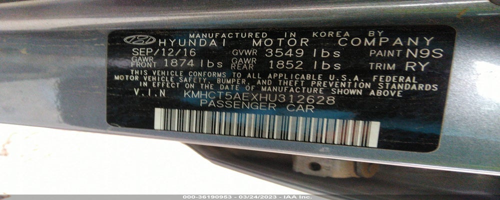 KMHCT5AEXHU312628 2017 HYUNDAI ACCENT photo no. 9