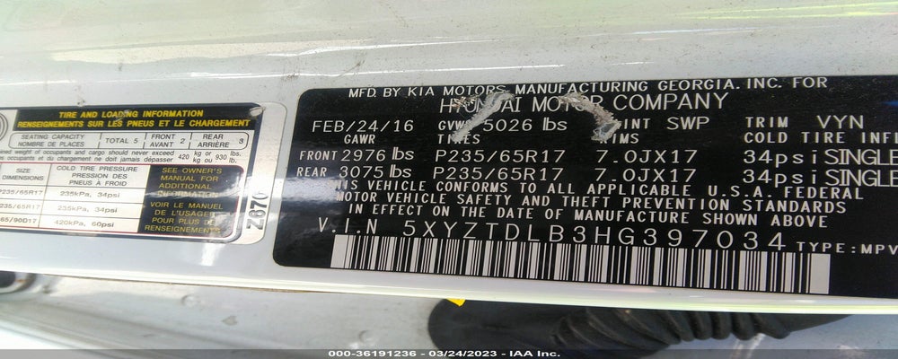 5XYZTDLB3HG397034 2017 HYUNDAI SANTA FE SPORT photo no. 9