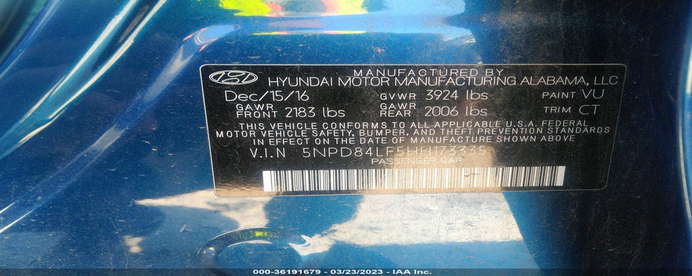 5NPD84LF5HH173335 2017 HYUNDAI ELANTRA photo no. 9