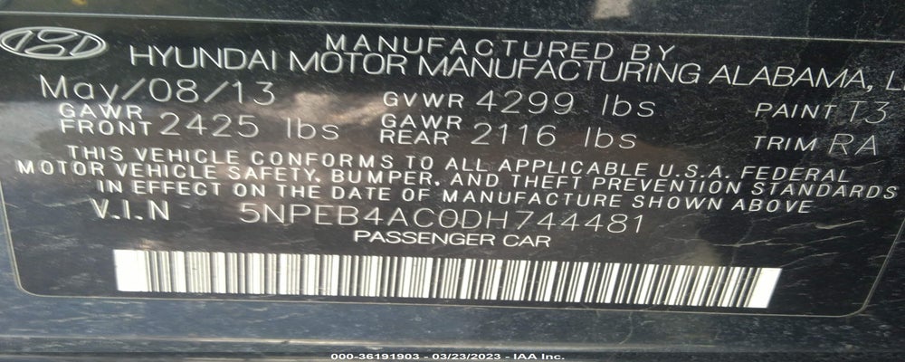 5NPEB4AC0DH744481 2013 HYUNDAI SONATA photo no. 9