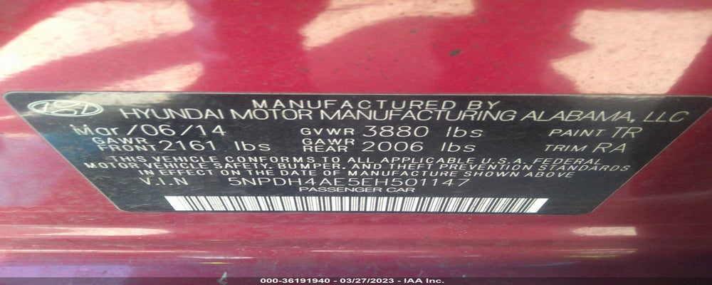 5NPDH4AE5EH501147 2014 HYUNDAI ELANTRA photo no. 9