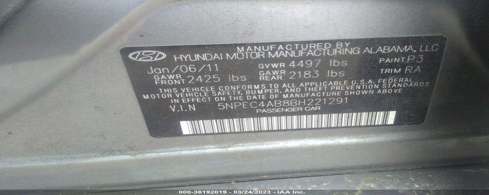 5NPEC4AB8BH221291 2011 HYUNDAI SONATA photo no. 9