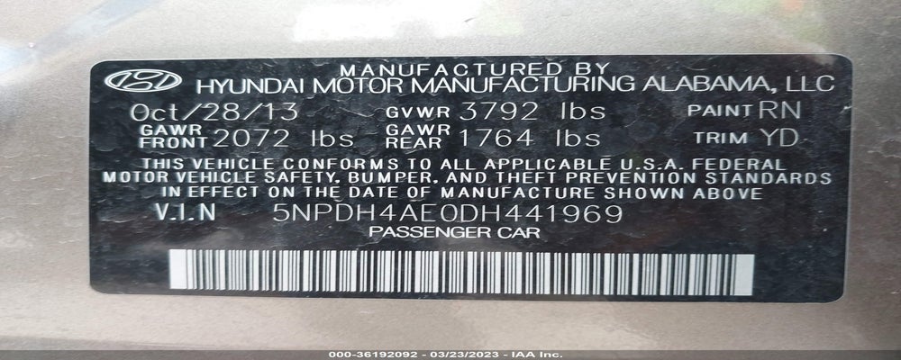 5NPDH4AE0DH441969 2013 HYUNDAI ELANTRA photo no. 9