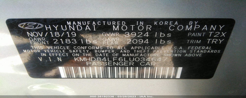 KMHD84LF6LU034647 2020 HYUNDAI ELANTRA photo no. 9