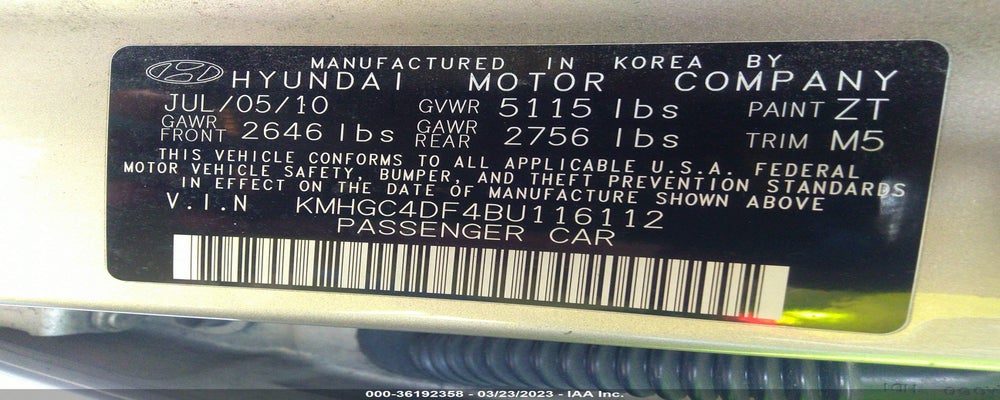KMHGC4DF4BU116112 2011 HYUNDAI GENESIS photo no. 9