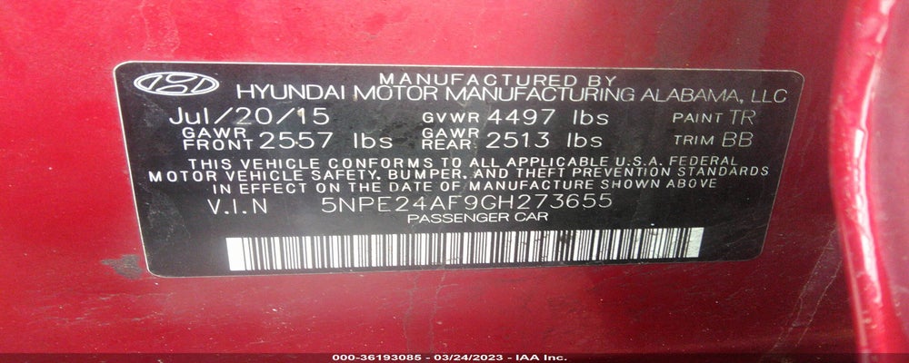 5NPE24AF9GH273655 2016 HYUNDAI SONATA photo no. 9