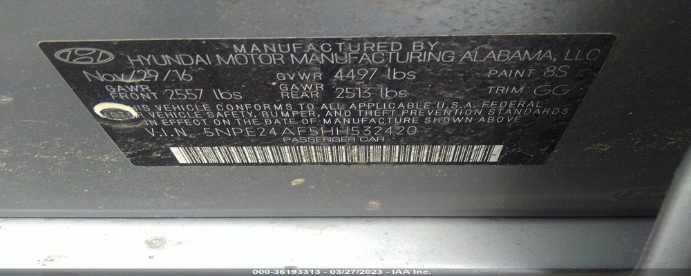 5NPE24AF5HH532420 2017 HYUNDAI SONATA photo no. 9