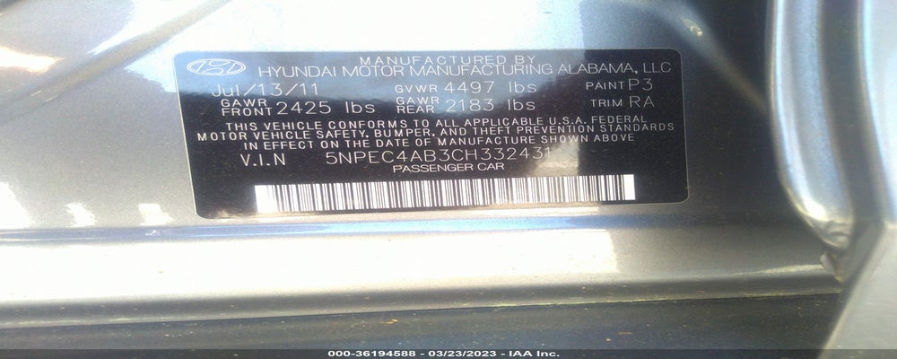 5NPEC4AB3CH332431 2012 HYUNDAI SONATA photo no. 9