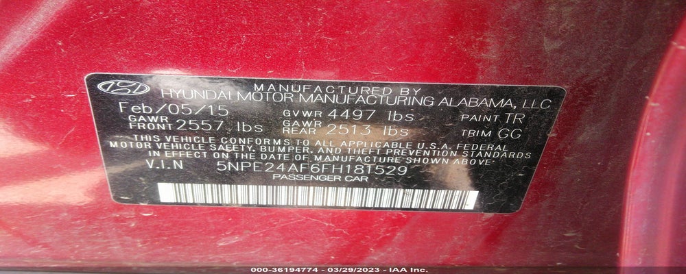 5NPE24AF6FH181529 2015 HYUNDAI SONATA photo no. 9