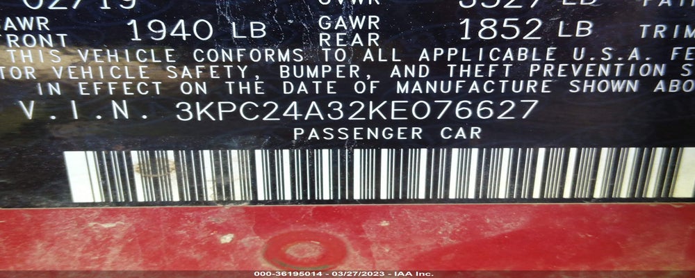 3KPC24A32KE076627 2019 HYUNDAI ACCENT photo no. 9