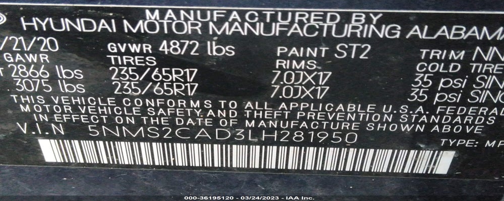 5NMS2CAD3LH281950 2020 HYUNDAI SANTA FE photo no. 9