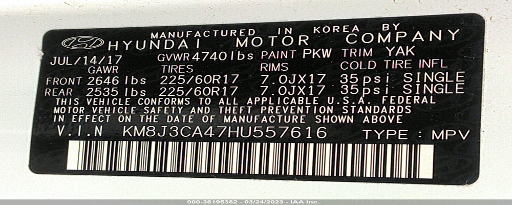 KM8J3CA47HU557616 2017 HYUNDAI TUCSON photo no. 9