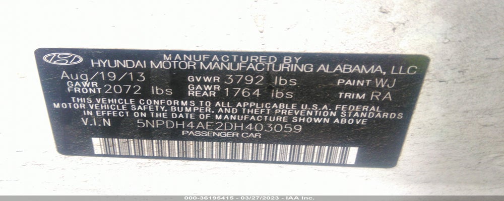 5NPDH4AE2DH403059 2013 HYUNDAI ELANTRA photo no. 9