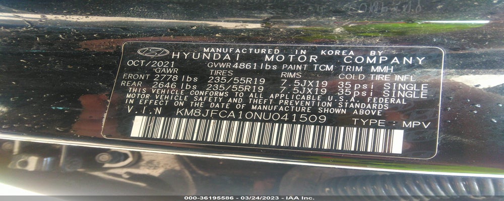 KM8JFCA10NU041509 2022 HYUNDAI TUCSON HYBRID photo no. 9