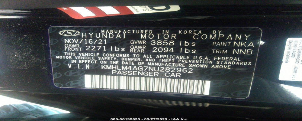KMHLM4AG7NU282962 2022 HYUNDAI ELANTRA photo no. 9