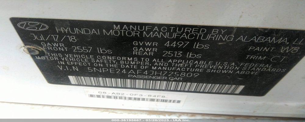 5NPE24AF4JH725809 2018 HYUNDAI SONATA photo no. 9
