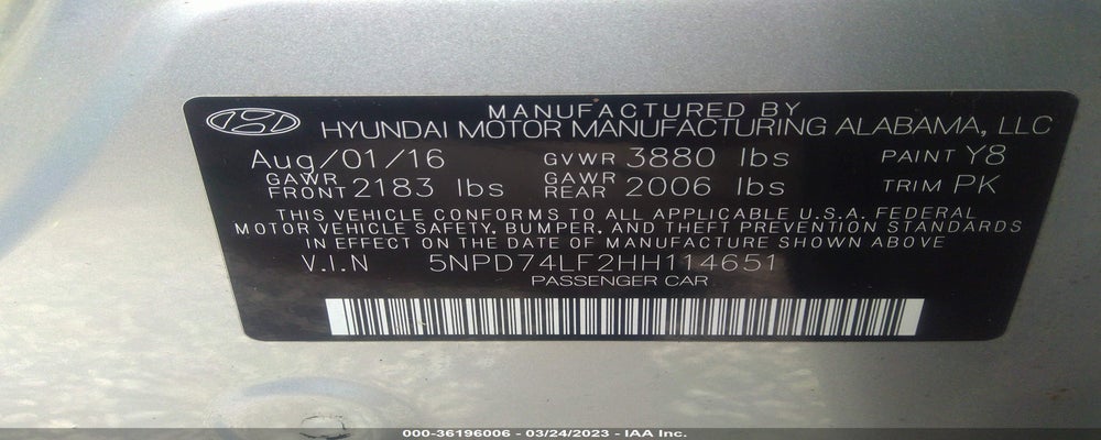 5NPD74LF2HH114651 2017 HYUNDAI ELANTRA photo no. 9