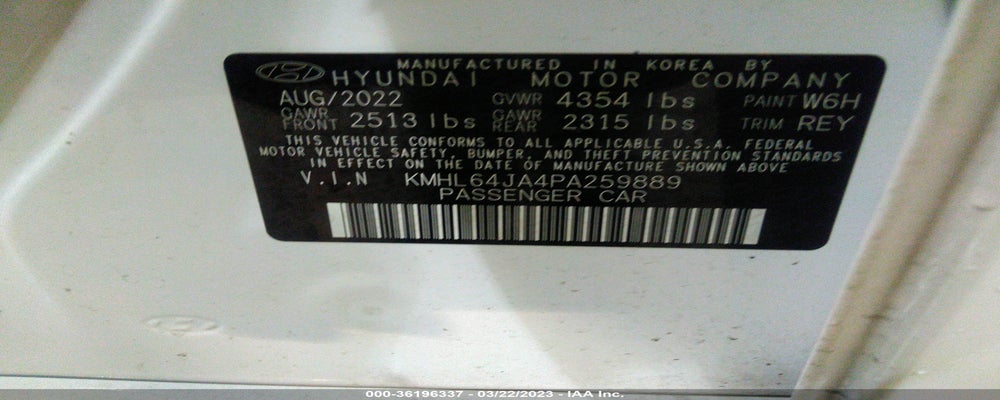 KMHL64JA4PA259889 2023 HYUNDAI SONATA photo no. 9